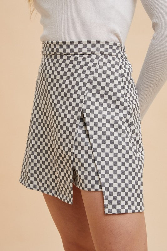 Checkerboard Knit Skort