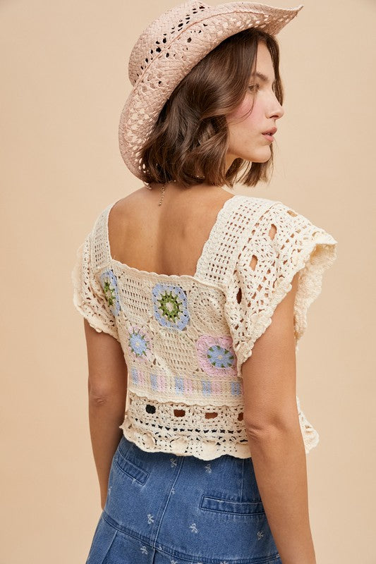 Crochet Top Square Neck