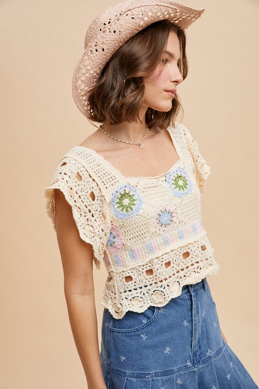 Crochet Top Square Neck