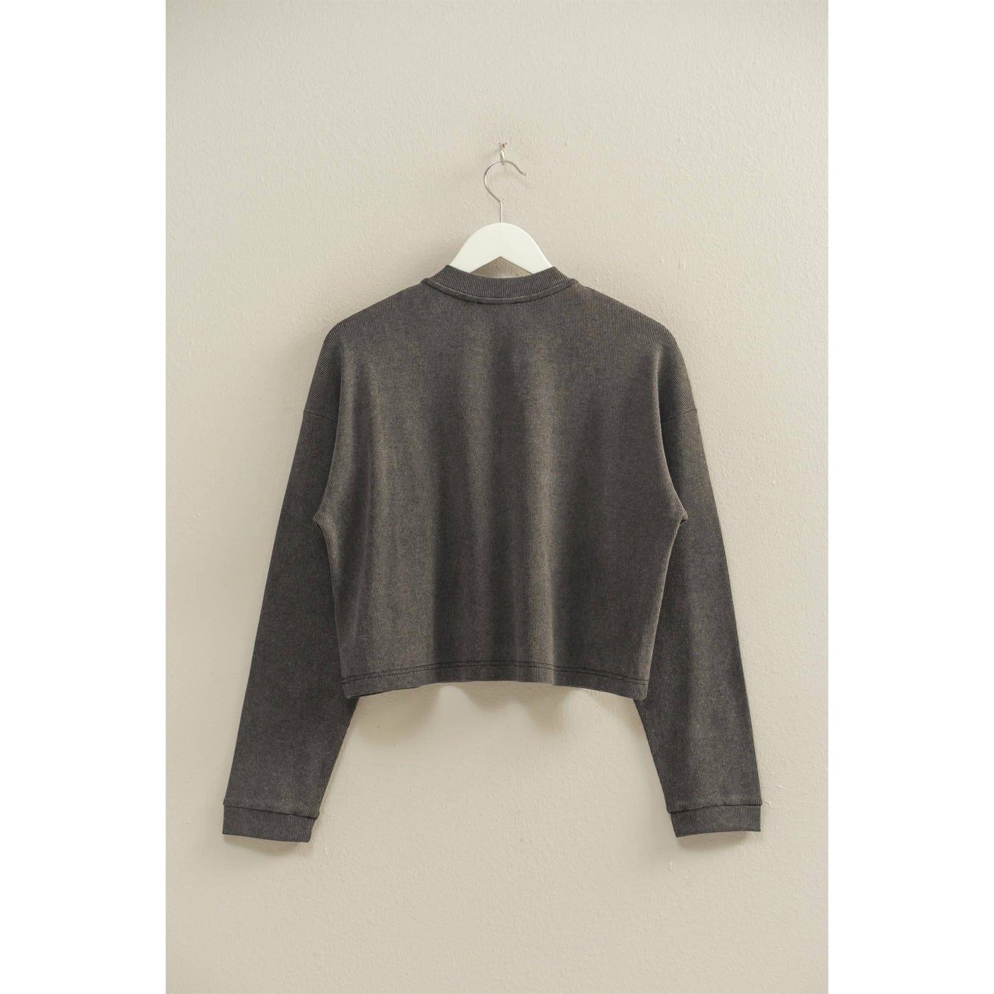 Mineral Washed Long-Sleeve Henley Top