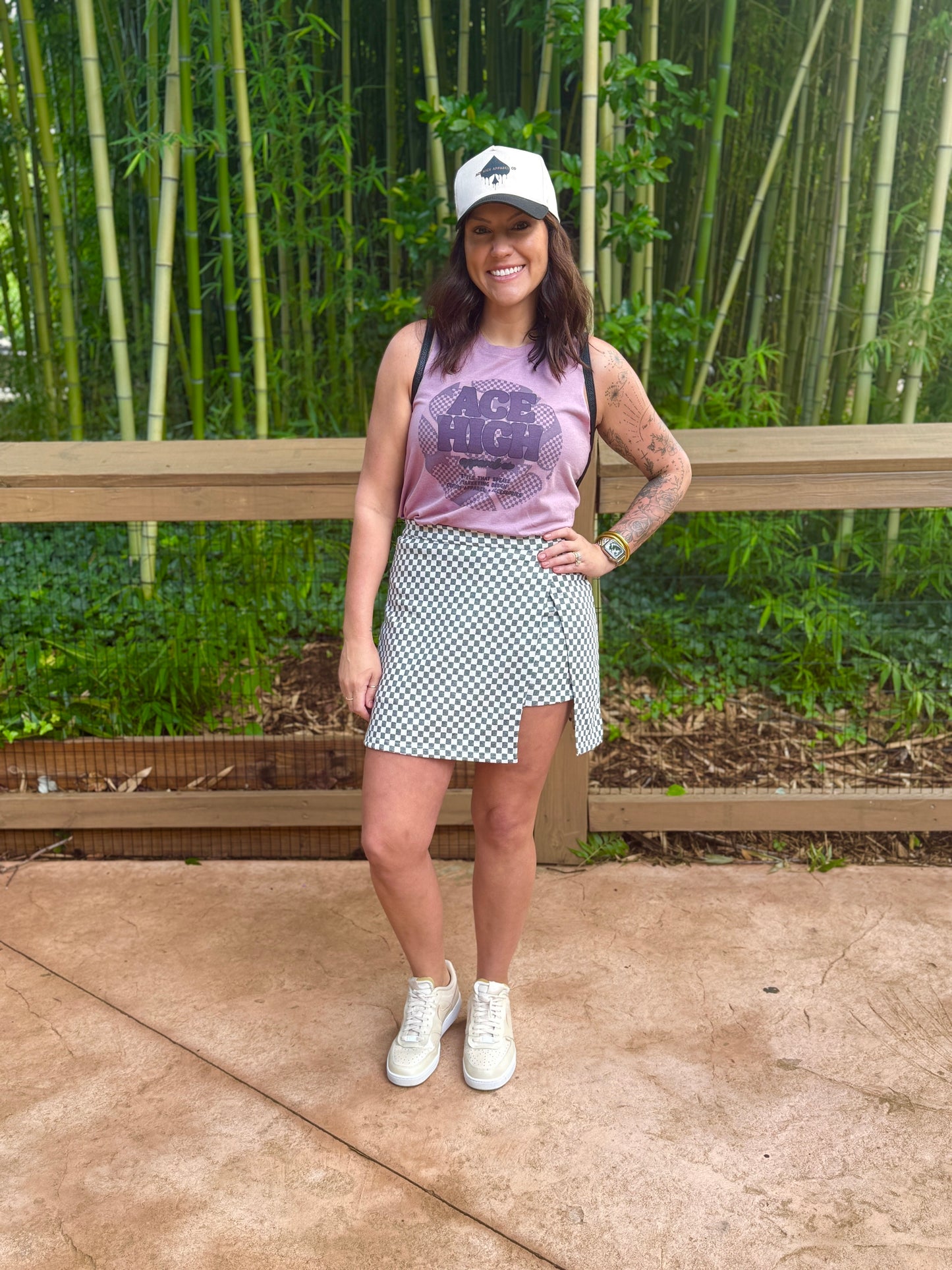 Checkerboard Knit Skort