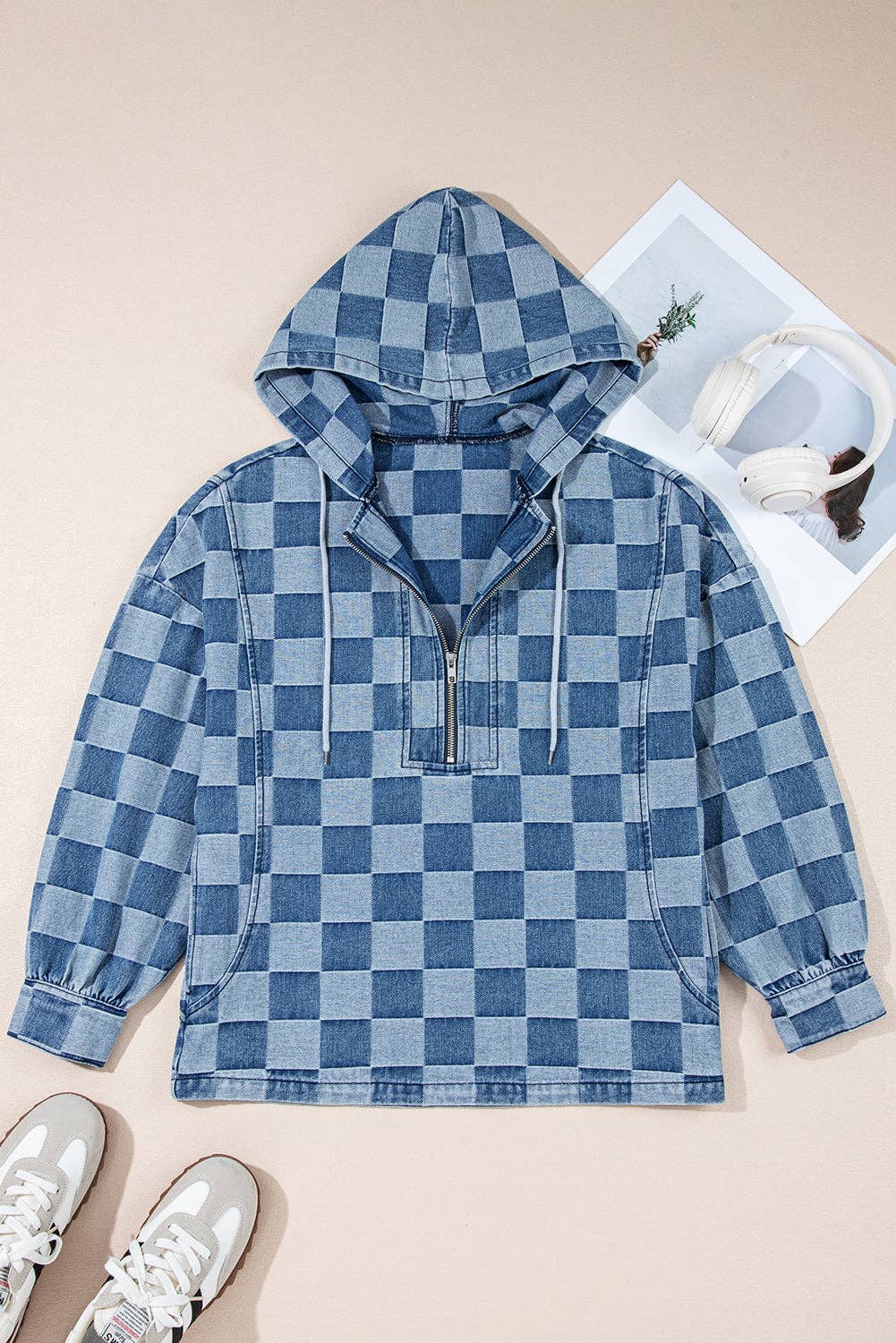 Checks and Blues Denim Hoodie