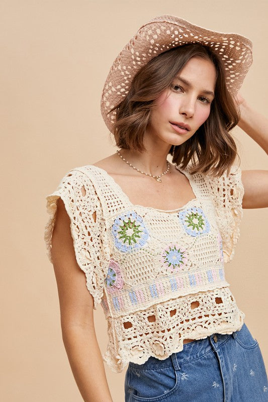 Crochet Top Square Neck