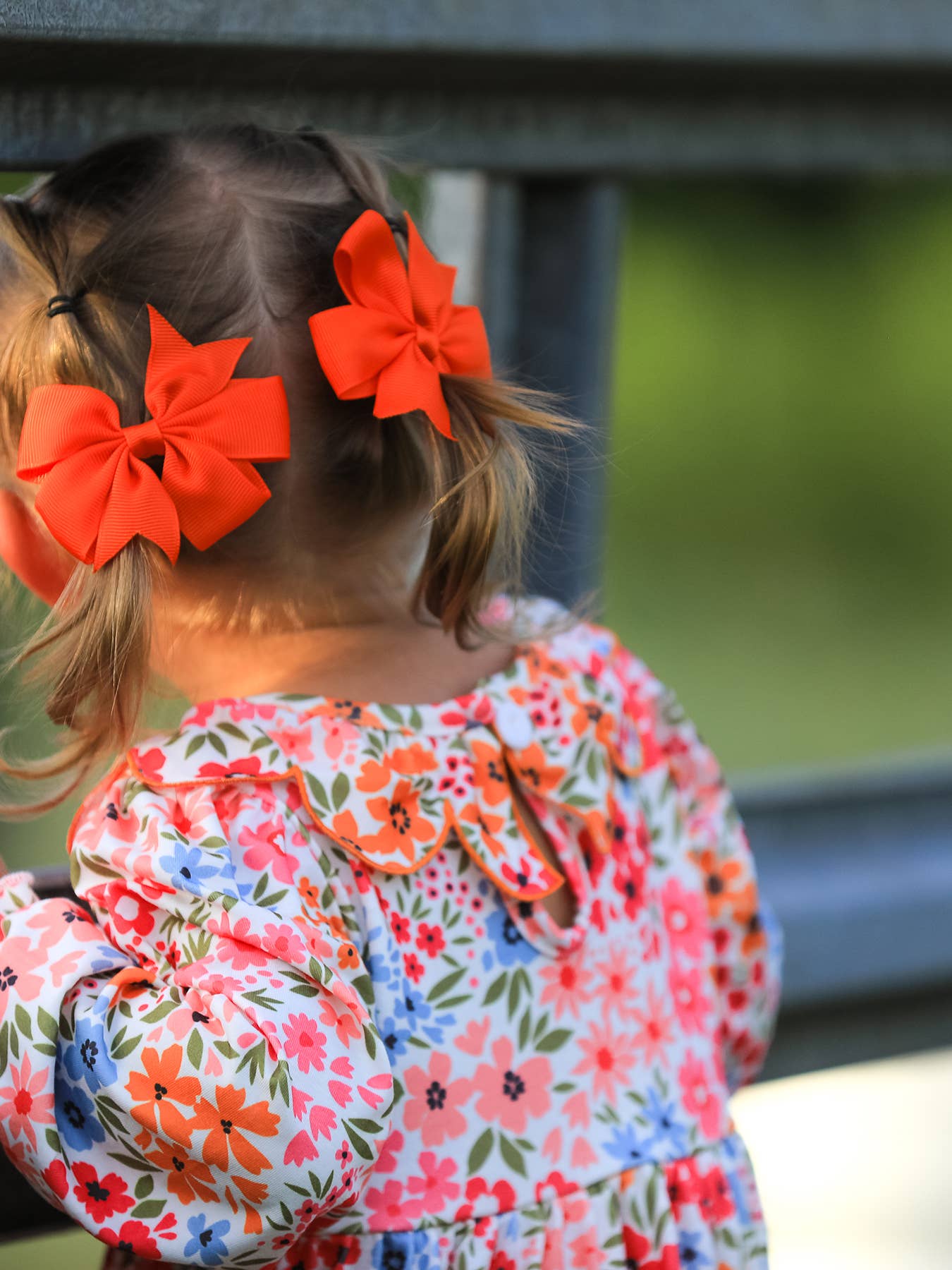 Girl Pumpkin Smock Embroidered Floral Dress