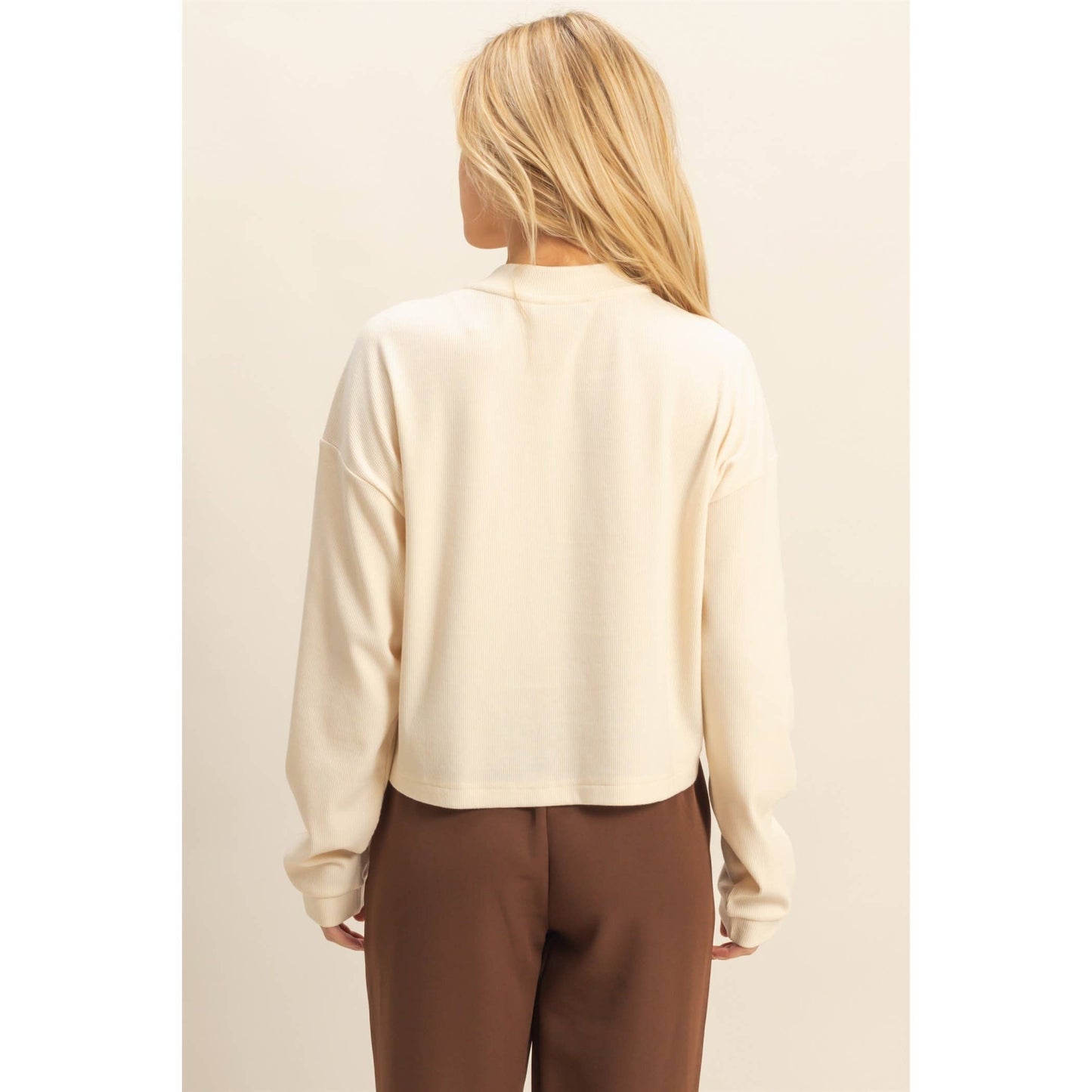 Mineral Washed Long-Sleeve Henley Top