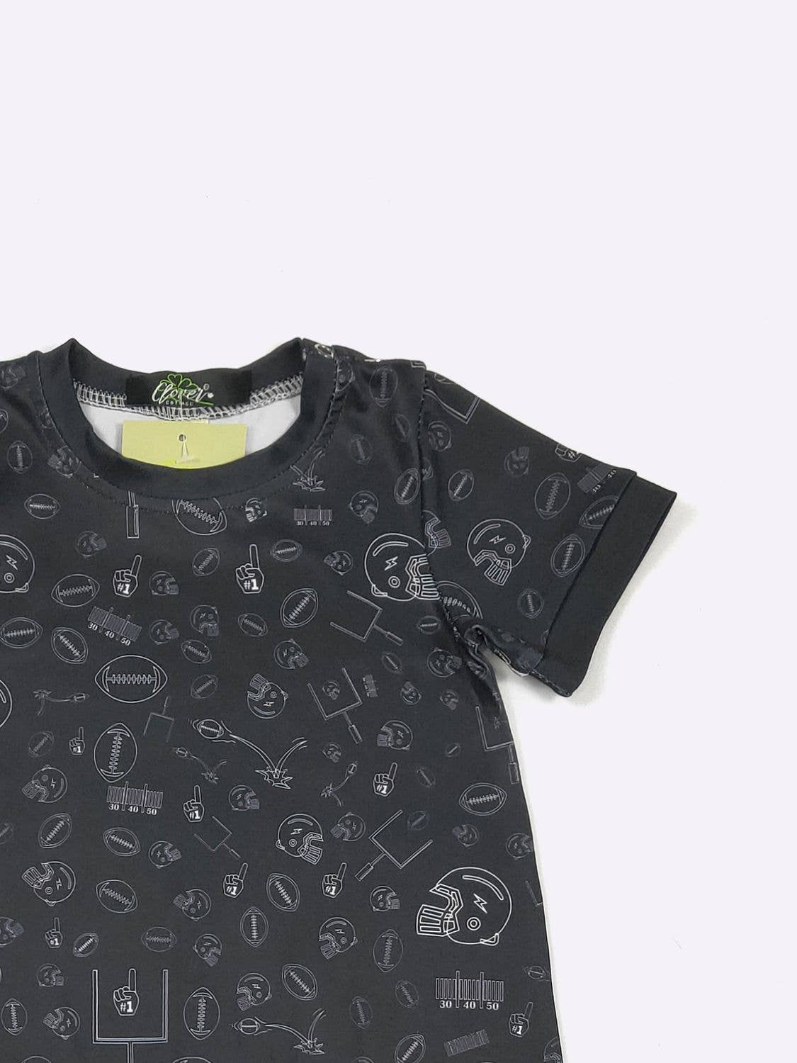 Football Field Goal Boy Romper-Black