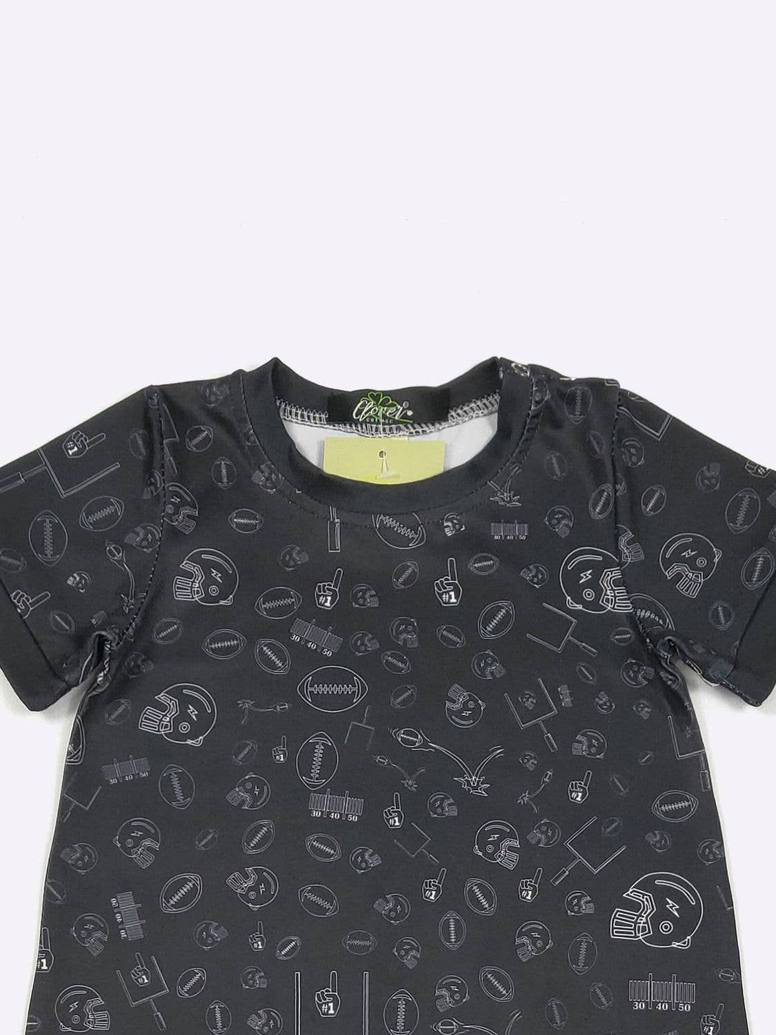 Football Field Goal Boy Romper-Black