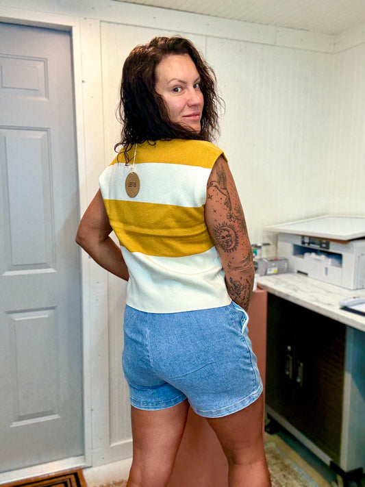 Stud Detail Elastic Back Denim Skort