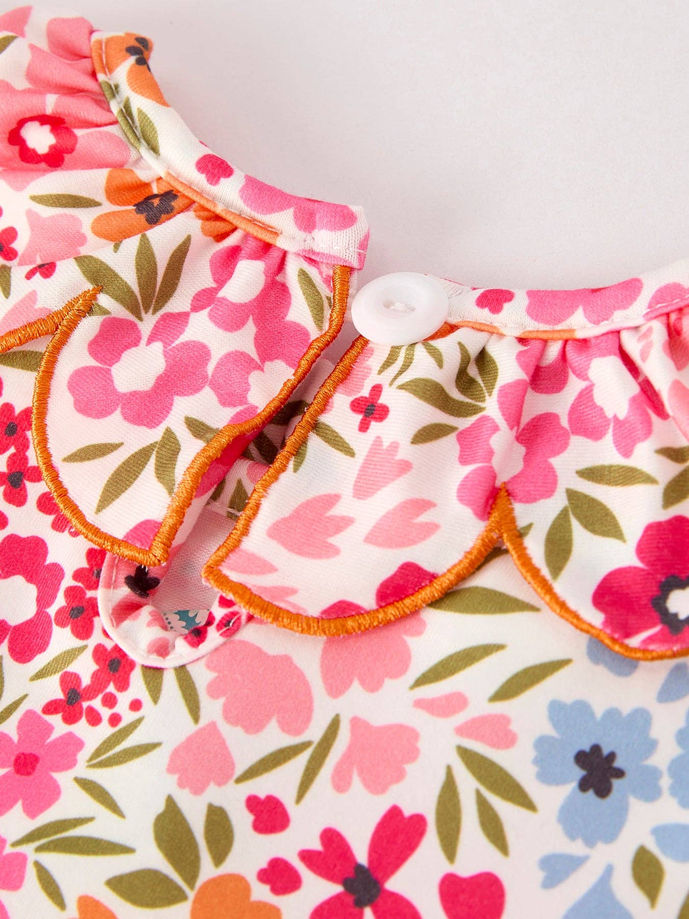 Girl Pumpkin Smock Embroidered Floral Dress