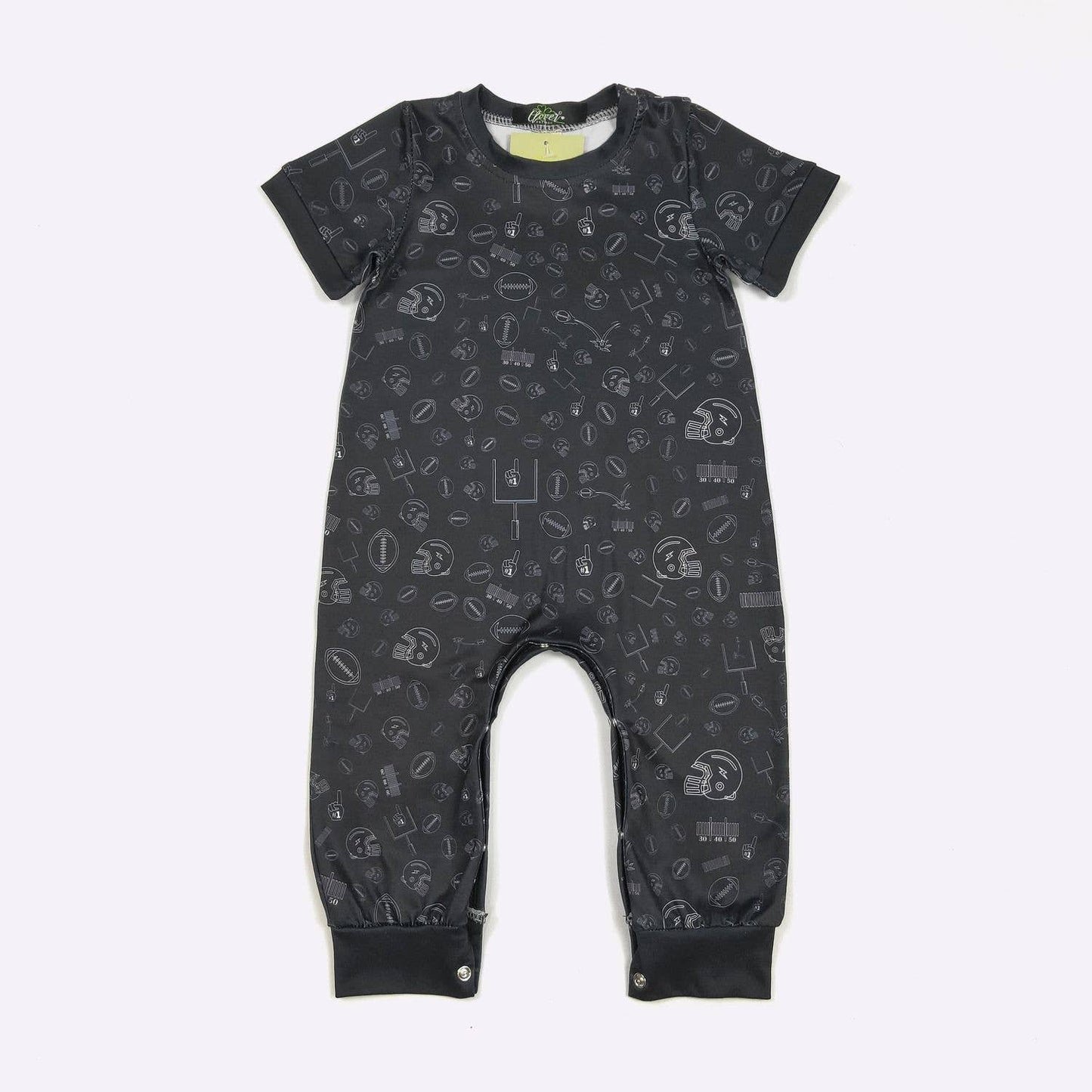 Football Field Goal Boy Romper-Black
