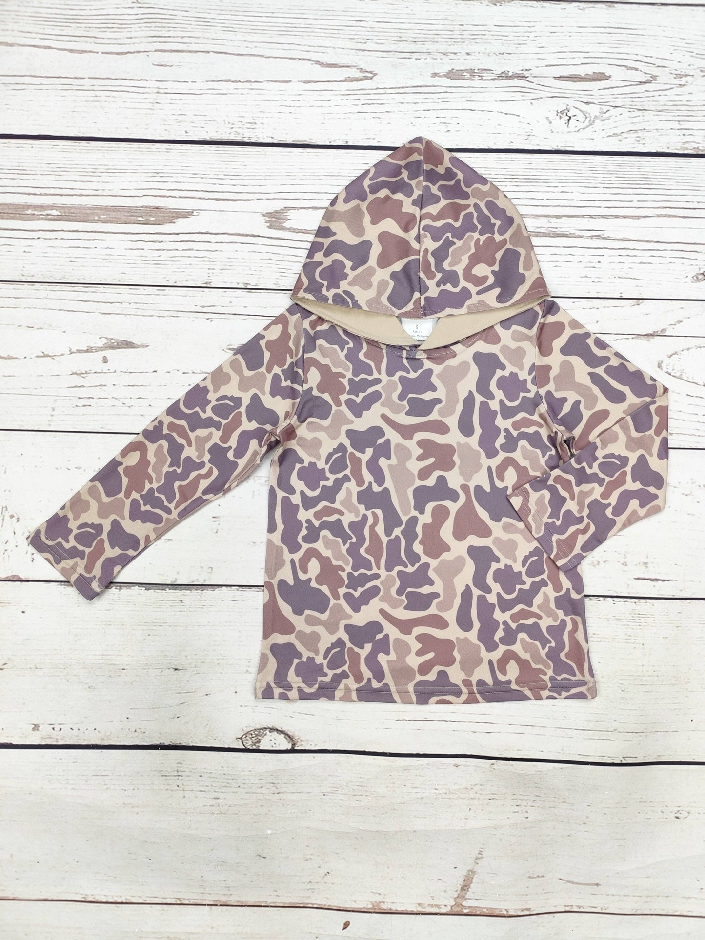 Boys Camouflage Hoodie Brown
