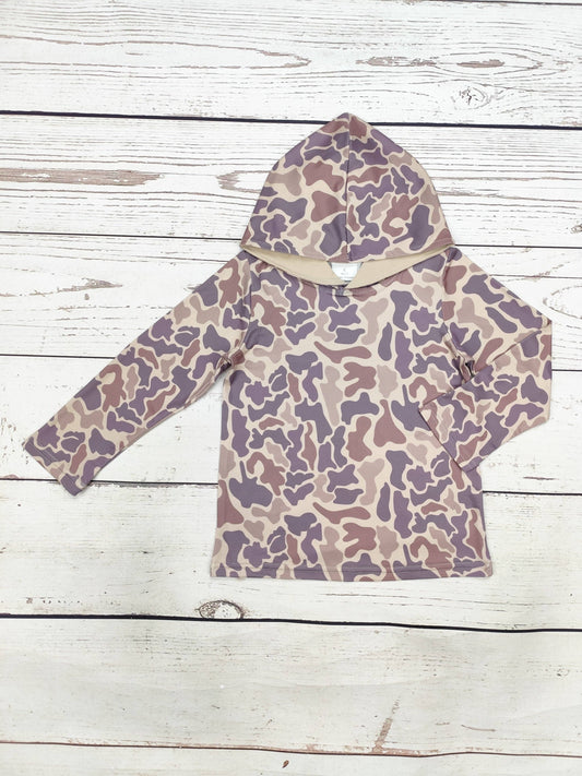 Boys Camouflage Hoodie Brown